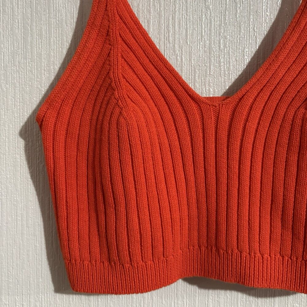 Free People Orange Knit Crop Tank Festival Boho Beach Hippie Fairy Earth Women S - Picture 2 of 6